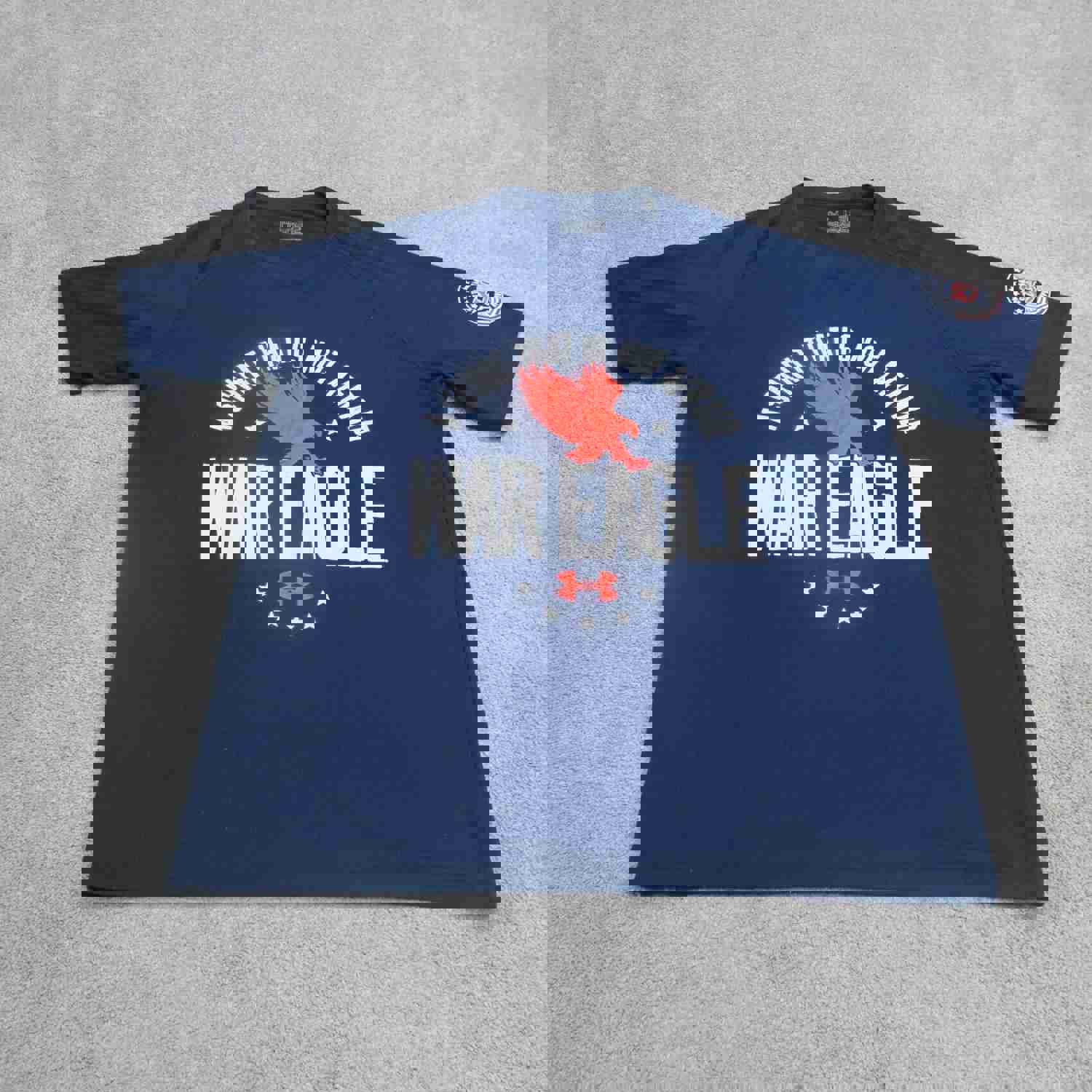 Under Armour Men's Blue Short Sleeve Crew Neck T-Shirt with Spell Out Logo