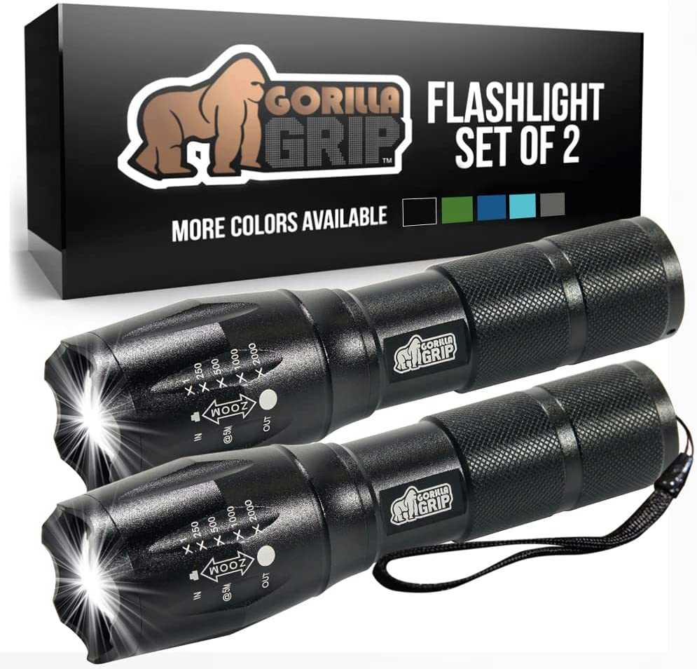 2 Pack Tactical Handheld LED Flashlight - Ultra Bright 5 Mode, Long Lasting, Water Resistant, High Lumen (750 FT Zoom), Ideal for Camping & Outdoor Activities