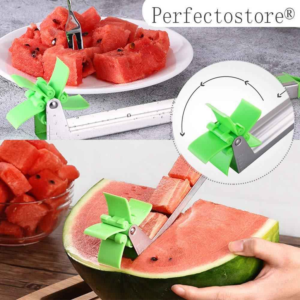 Perfectostore Stainless Steel Watermelon Slicer Cutter Knife Corer - Kitchen Gadget for Fruits & Vegetables