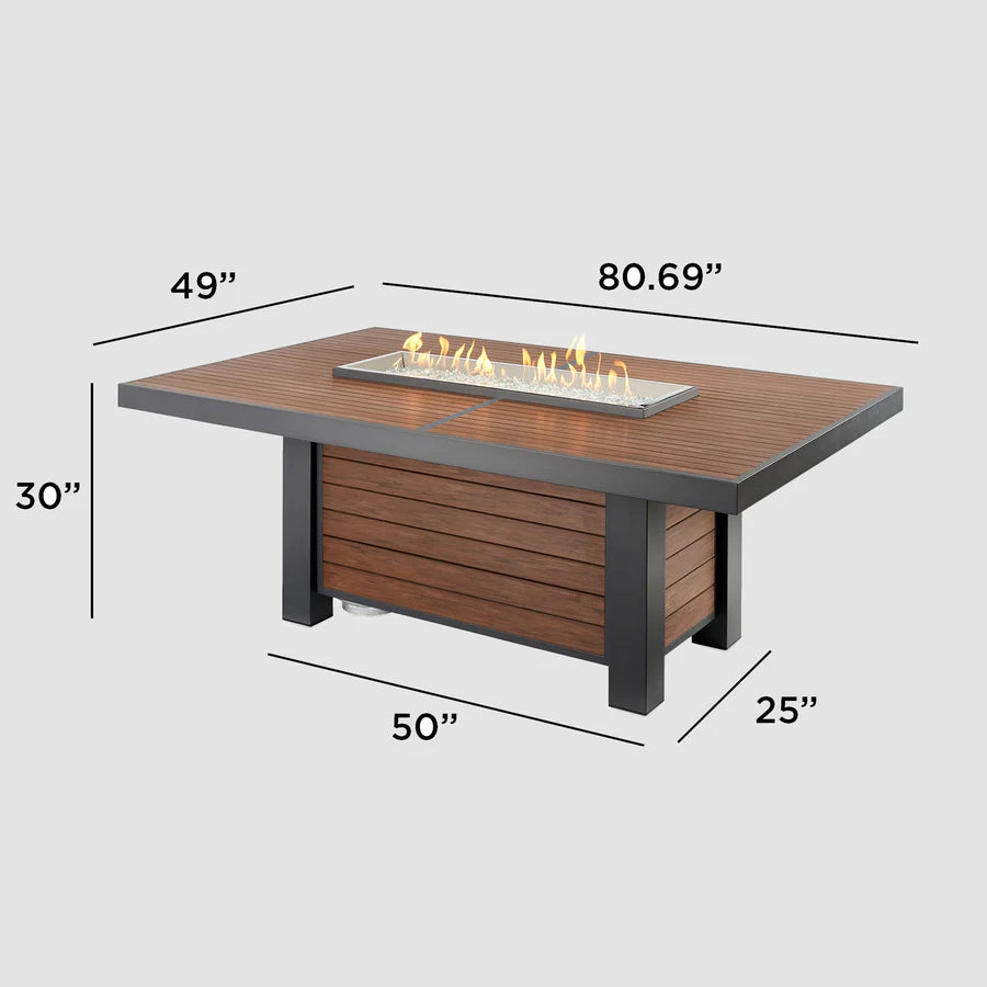 Outdoor Greatroom Co Kenwood Rectangular Gas Fire Pit Table - Chat or Dining Height