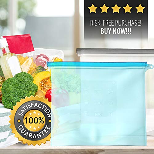 Reusable Silicone Food Storage Bags 102oz XXL (Set of 2) - Freezer Safe, Zero Waste, Sous Vide Compatible