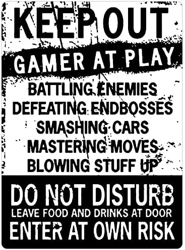 Funny Gamer Decor, Keep Out Gamers Only 12 x 8 Tin Signs
