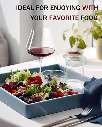 JBHO Set of 4-21 Ounce Hand Blown Italian Style Crystal Burgundy Wine Glasses - Lead-Free Premium Crystal Clear Glass - Gift-Box for any Occasion