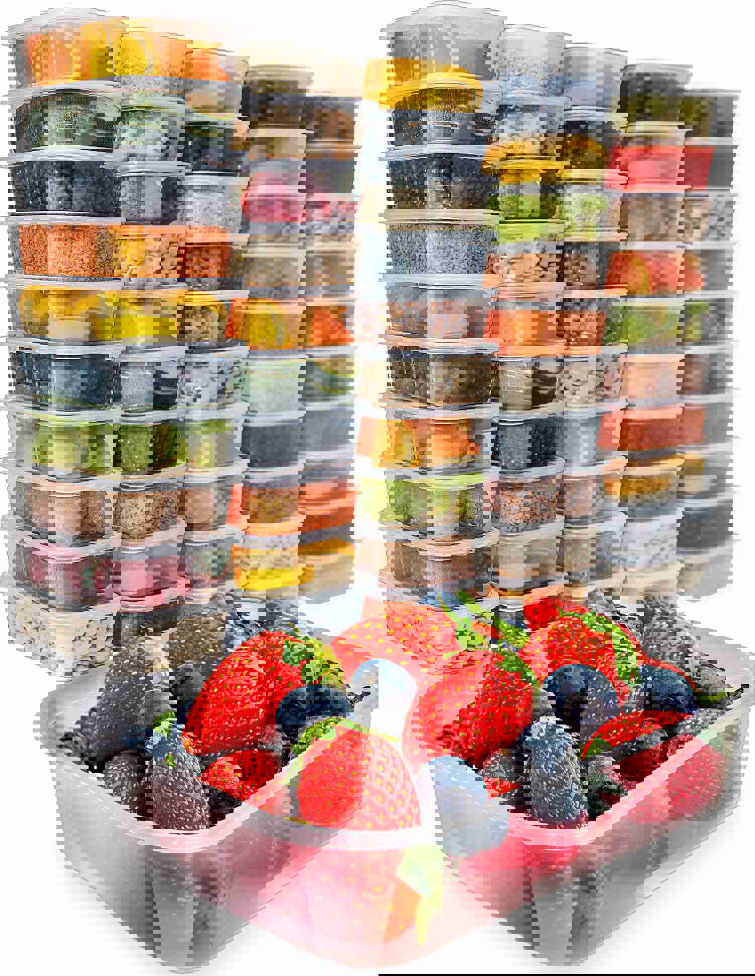 Prep Naturals Food Storage Containers With Lids - 50 Pack, 17oz BPA-Free Plastic Containers for Freezer & Microwave