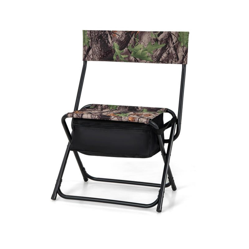 Portable Patio Chair with Backrest and Storage Pocket for Outdoor Activities