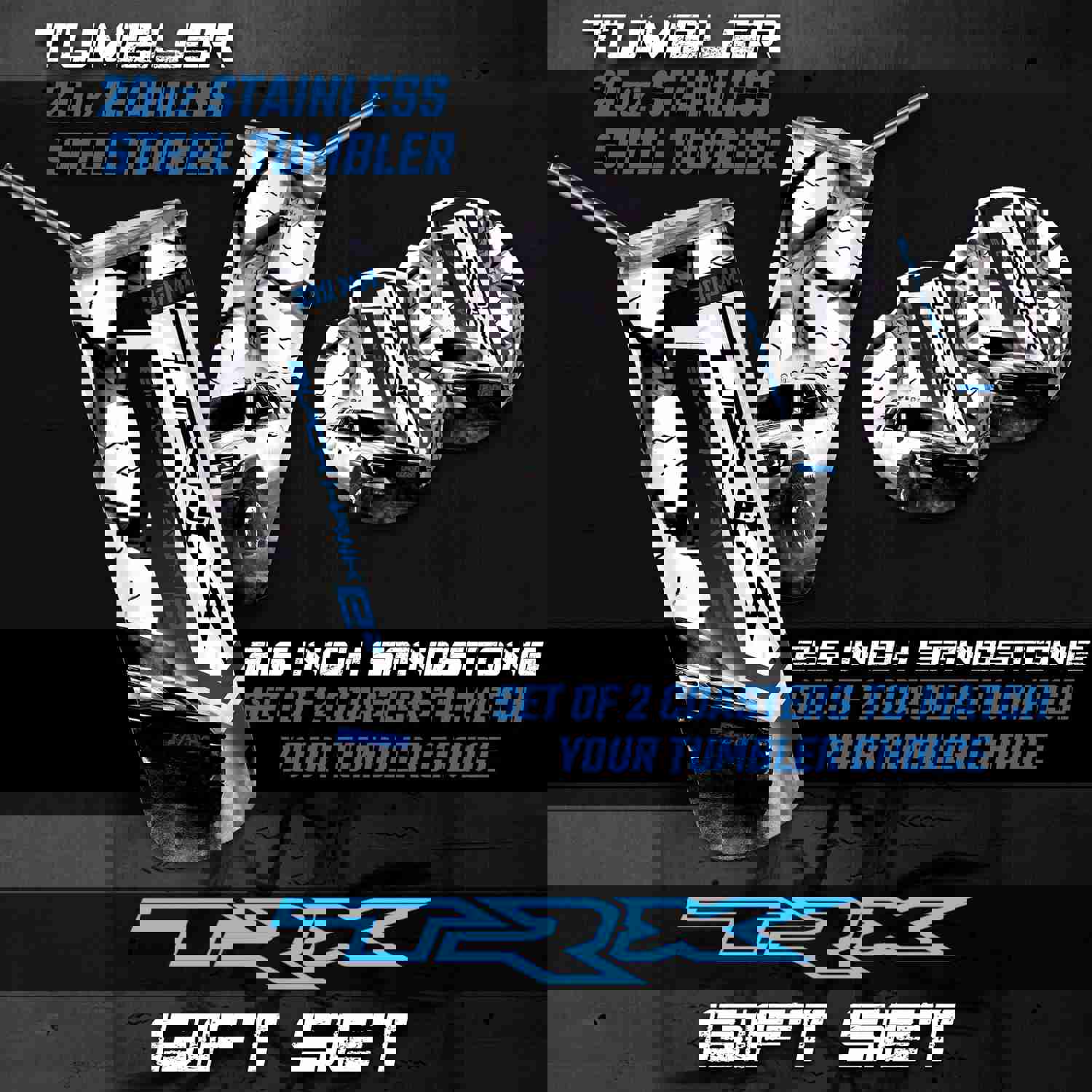 Ram TRX Tumbler and Car Coasters Set - Premium Sublimation Printed Accessories