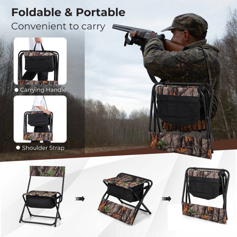 Portable Patio Chair with Backrest and Storage Pocket for Outdoor Activities
