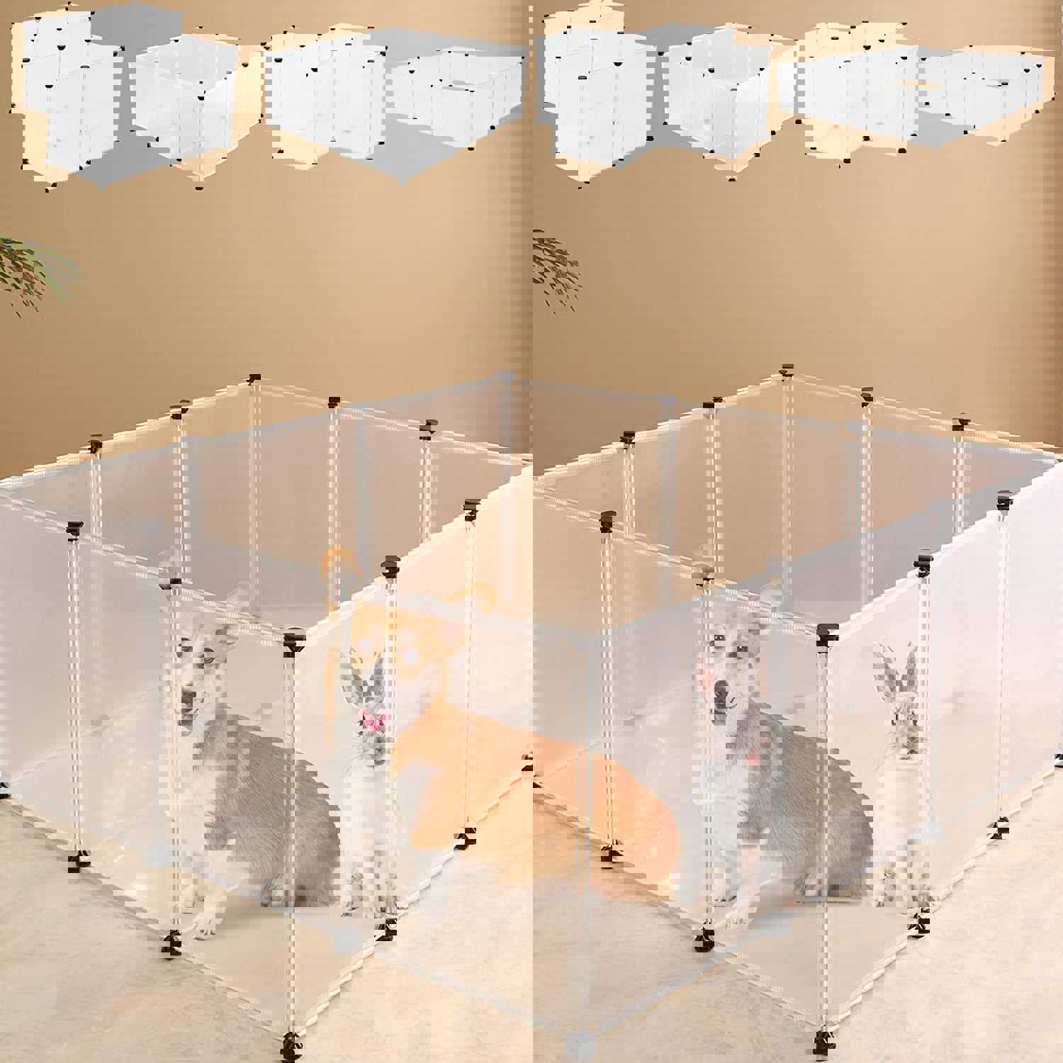 UWR-Nite Pet Playpen, Small Animals Cage DIY Wire Fence with Door for Indoor/Outdoor Use
