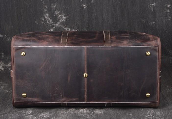 Vintage Leather Men's Large Brown Weekender Travel Duffle Bag