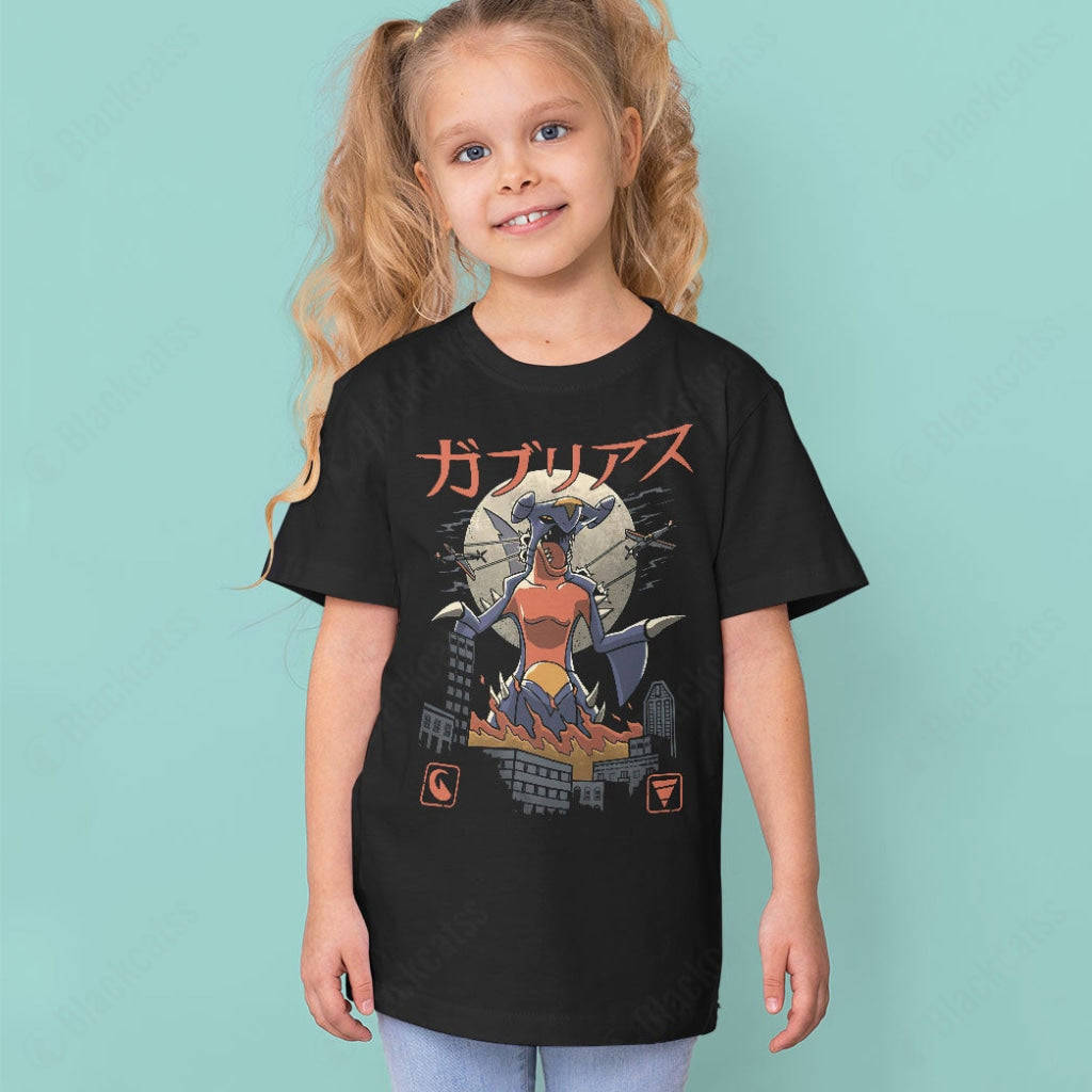 PKM Garchomp Dragon Kaiju Kid Custom Graphic T-Shirt