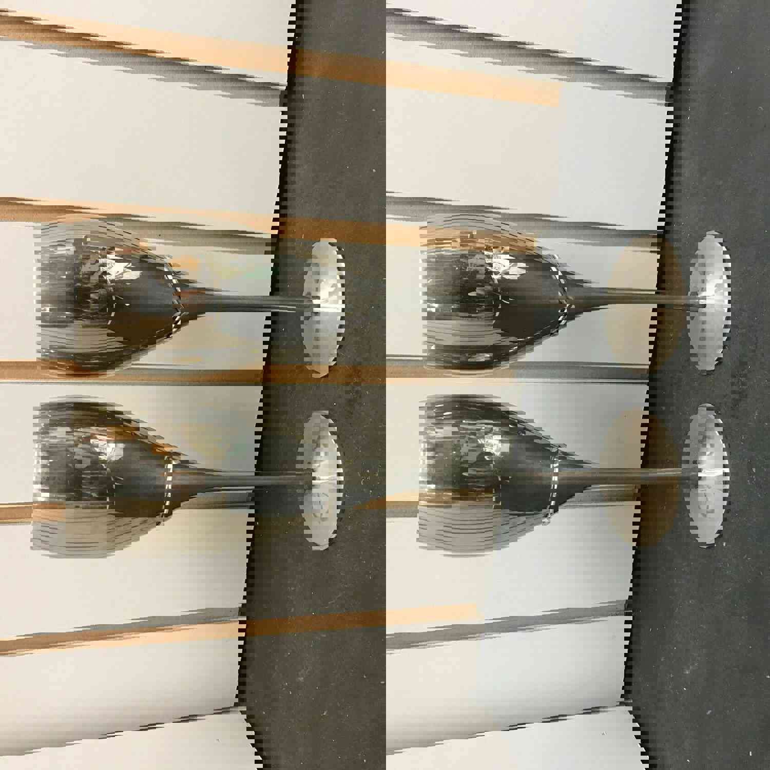 Vintage Silver Plate Set of Champagne Wine Glasses Stem