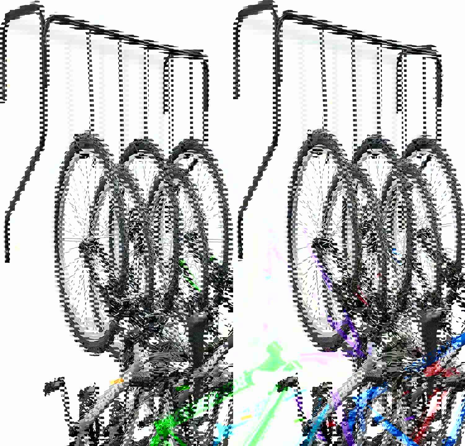 Garage Bike Rack, Wall Mounted Bicycle Storage Hanger with 5 Adjustable Hooks for Indoor & Home Use