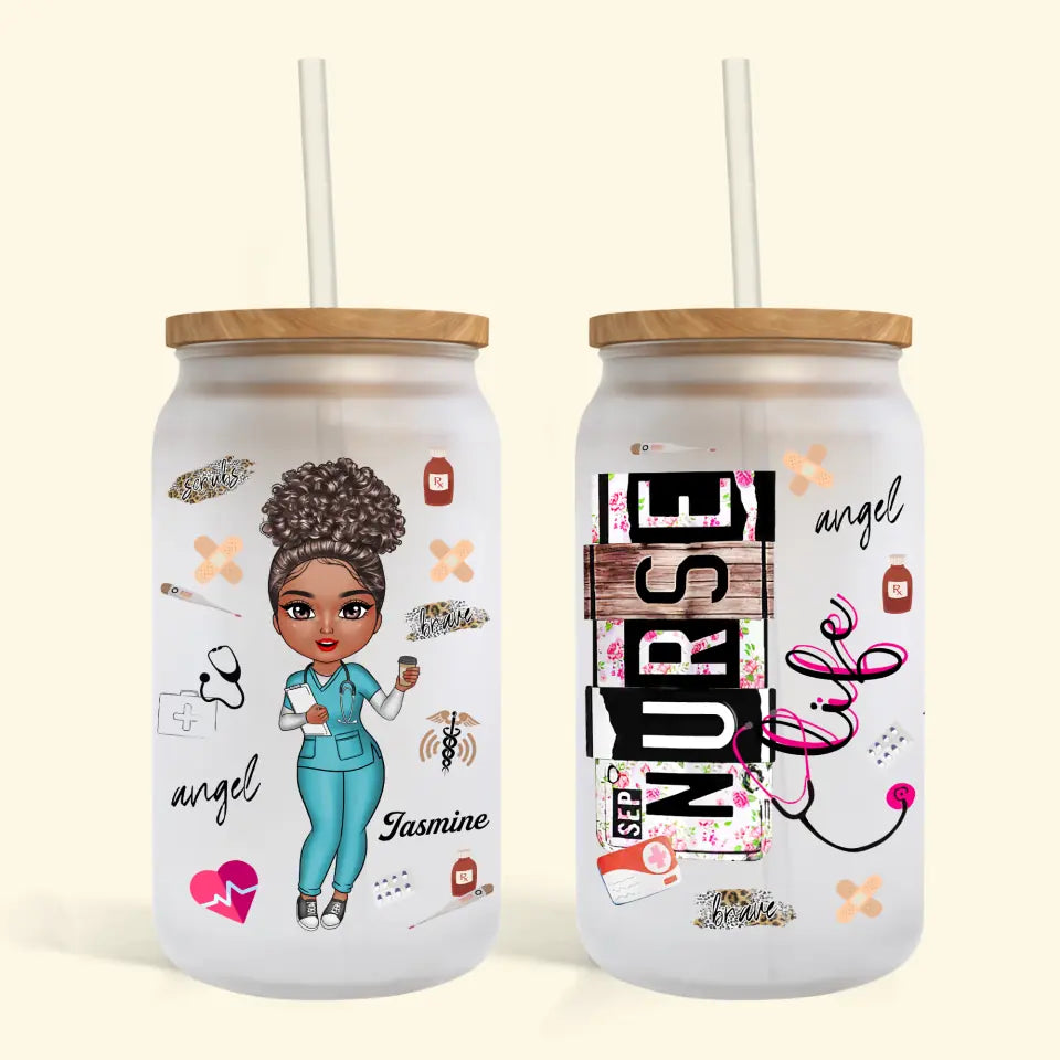 Personalized Custom Glass Can - Hydration Gift for Nurses, Birthday, Nurses Day