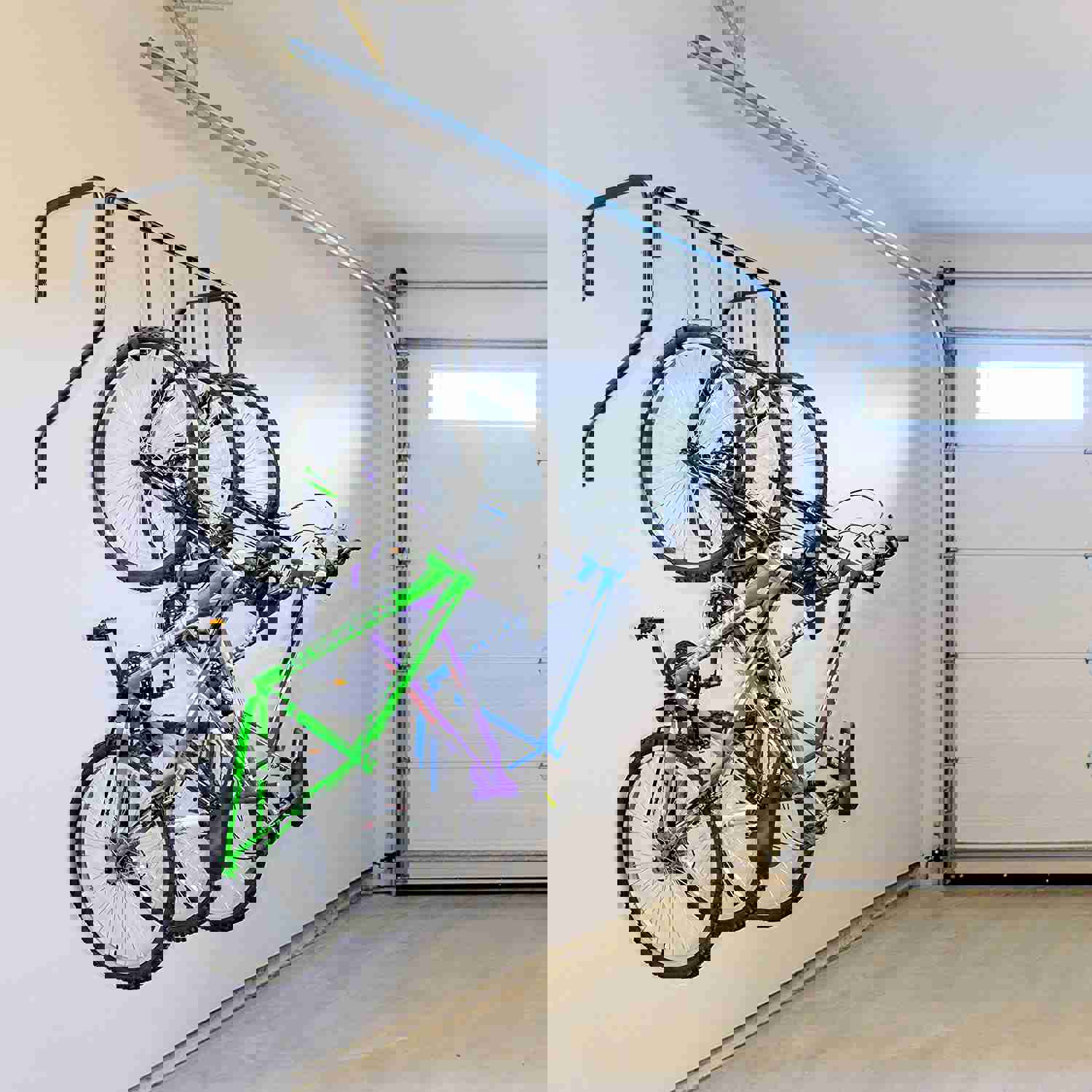Garage Bike Rack, Wall Mounted Bicycle Storage Hanger with 5 Adjustable Hooks for Indoor & Home Use