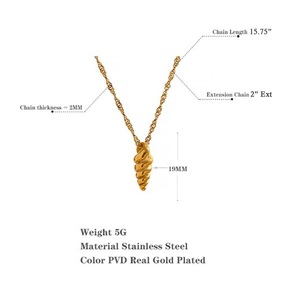 18K Gold PVD Conch Shell Pendant Necklace
