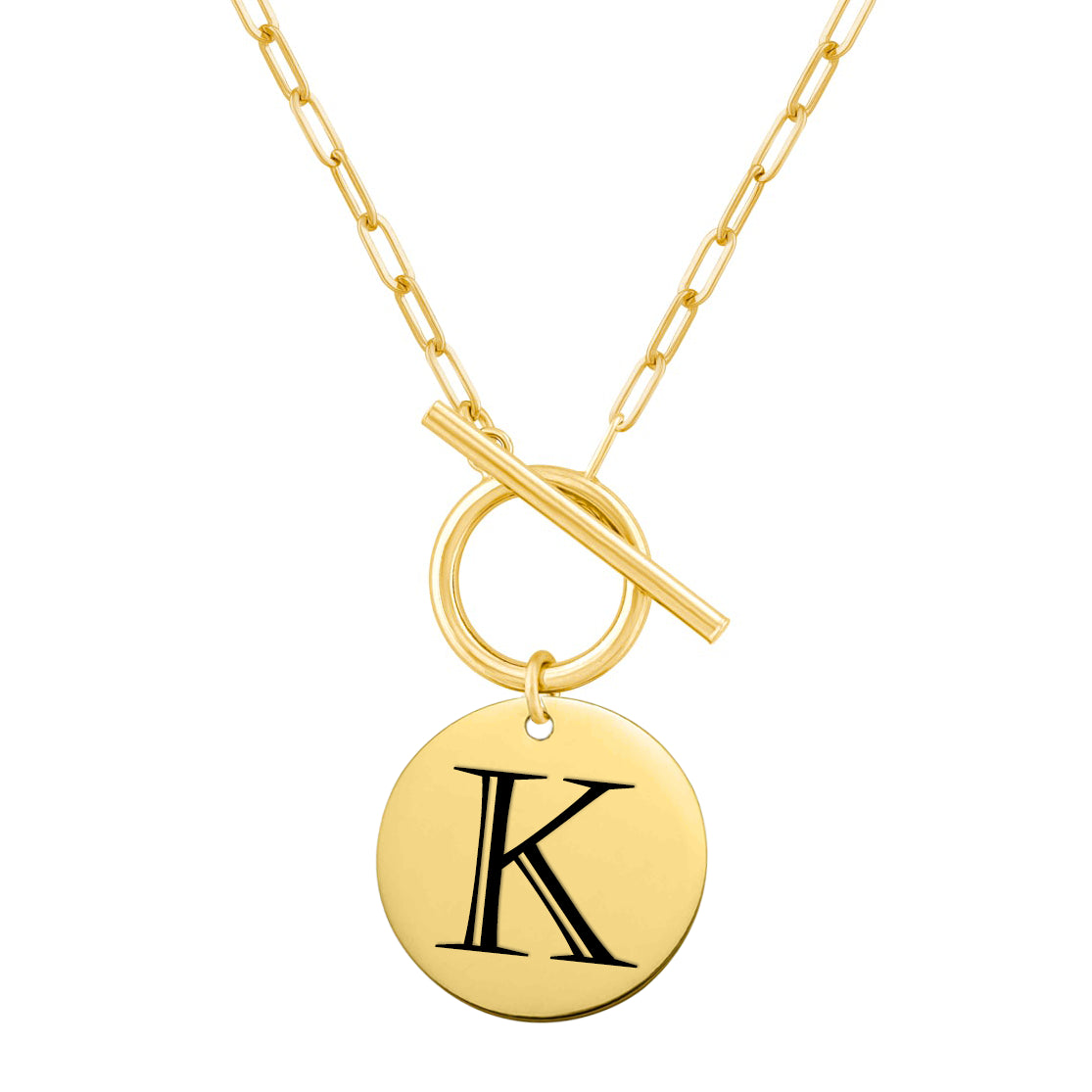 Cleo Paperclip Initial Necklace - Personalized 14k Gold Necklace