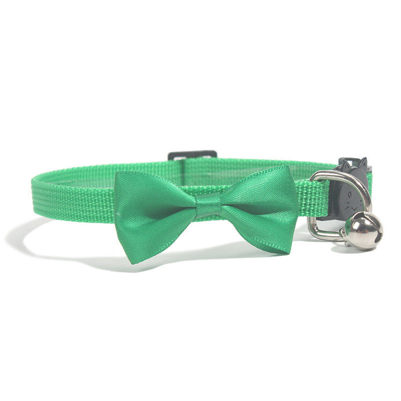 Adjustable Nylon Pet Collar with Bow for Cats and Small Dogs