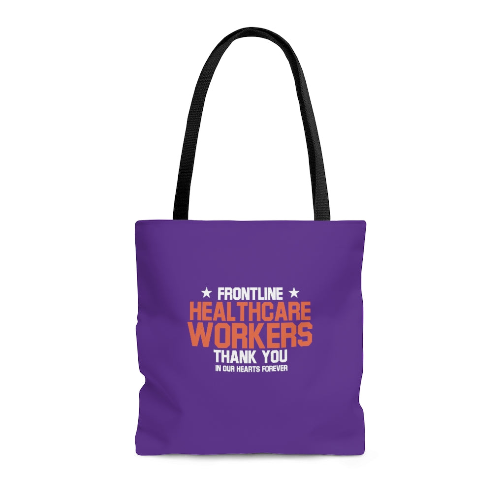 Frontline Healthcare Workers Thank You Purple AOP Tote Bag - 3 Sizes Available