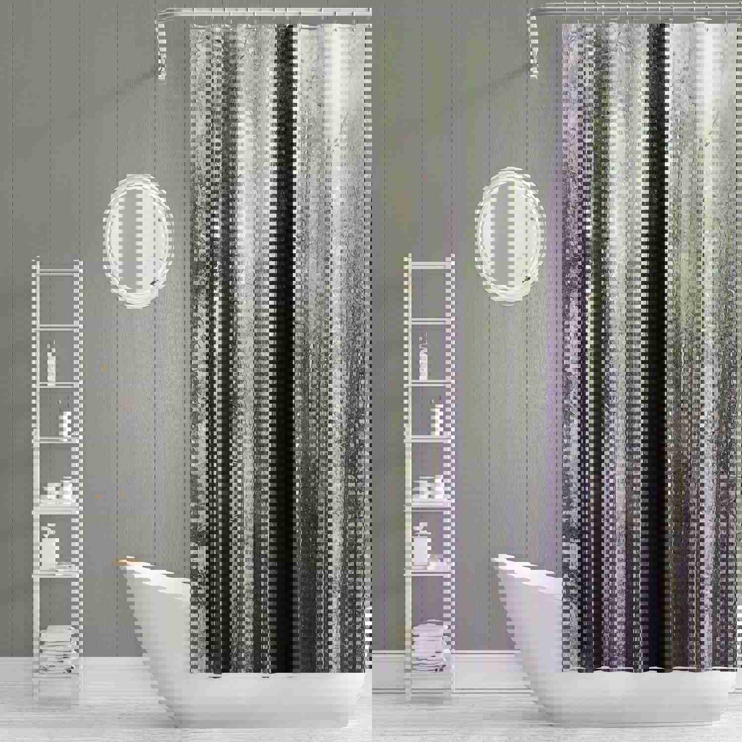Forest Trees Shower Curtain | Long and Extra Long Shower Curtain | Misty, Nature, Outdoors, Woodland