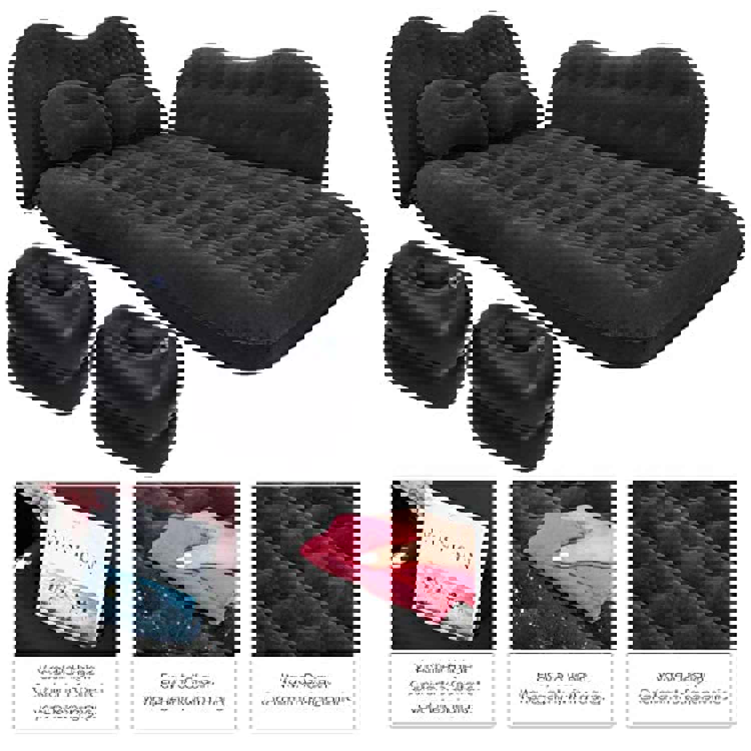 Grassman Inflatable Car Air Mattress with Two Pillows for Travel & Outdoor Activities