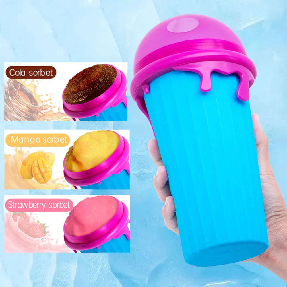 Ice Maker Cup for Smoothies, DIY Ice Cream, Quick Frozen Silicone Squeeze Cooling Milkshake Slushy Machine