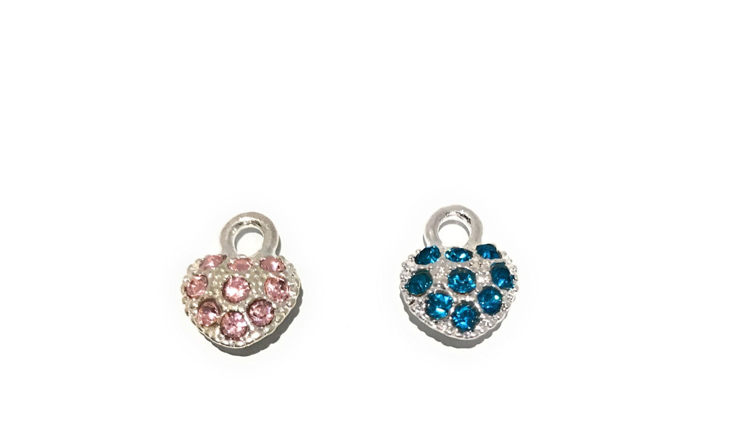 Silver Plated Rhinestone Heart Charm Pendant for DIY Jewelry