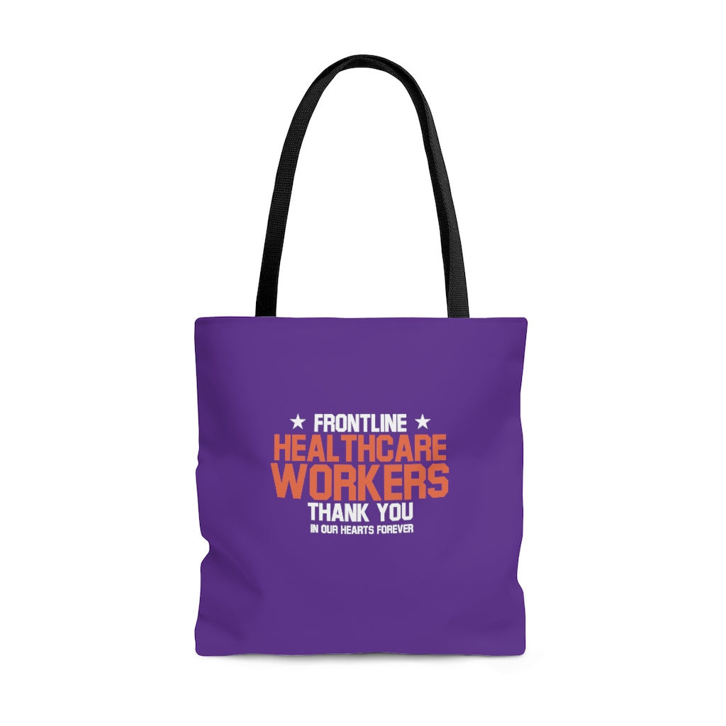 Frontline Healthcare Workers Thank You Purple AOP Tote Bag - 3 Sizes Available