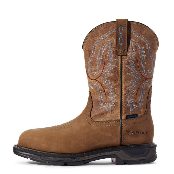 Ariat Mens Workhog XT Waterproof Wide Square Toe Work Boot - Brown