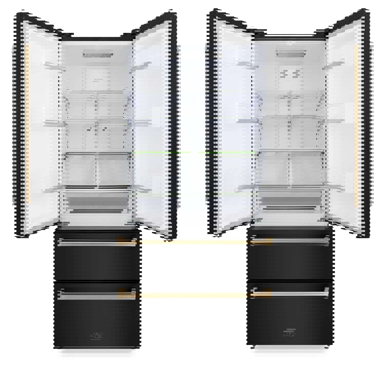 ZLINE 36 Autograph Edition 22.5 cu. ft Freestanding French Door Refrigerator with Ice Maker in Fingerprint Resistant Black Stainless Steel