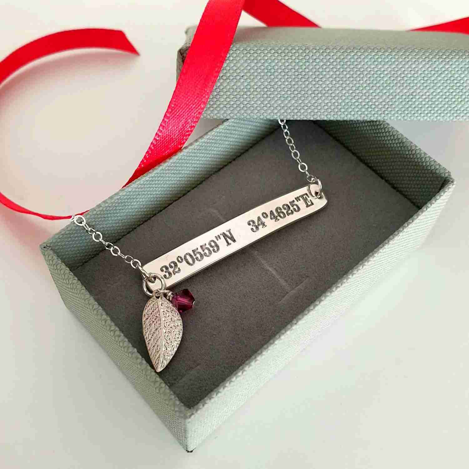 Personalized Latitude Longitude Bracelet - Sterling Silver Wife Gift