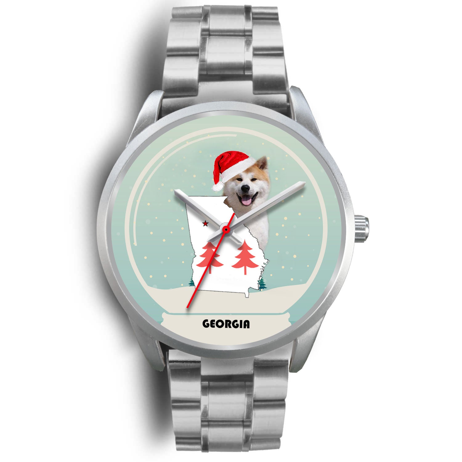 Akita Dog Georgia Christmas Special Wrist Watch