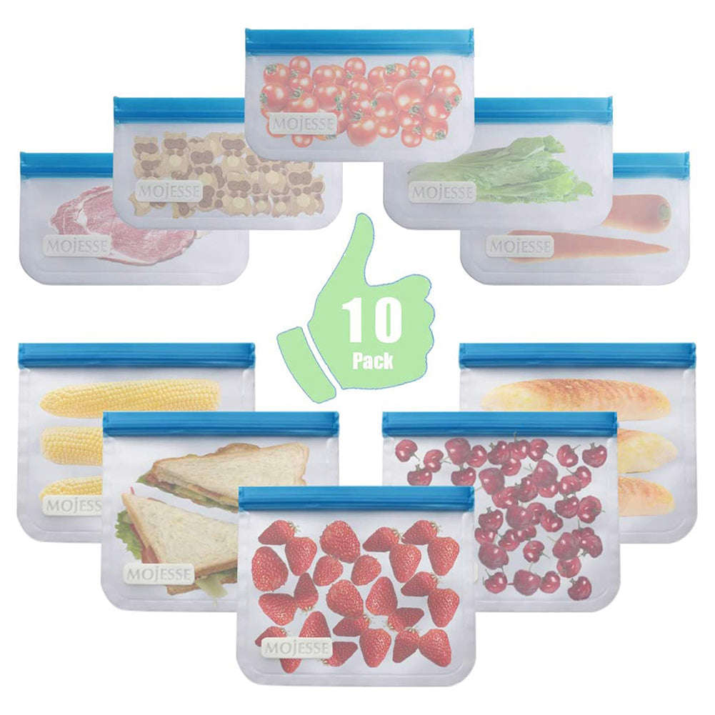 RONSHIN 10PCS Reusable Leakproof Ziplock Sandwich Bags