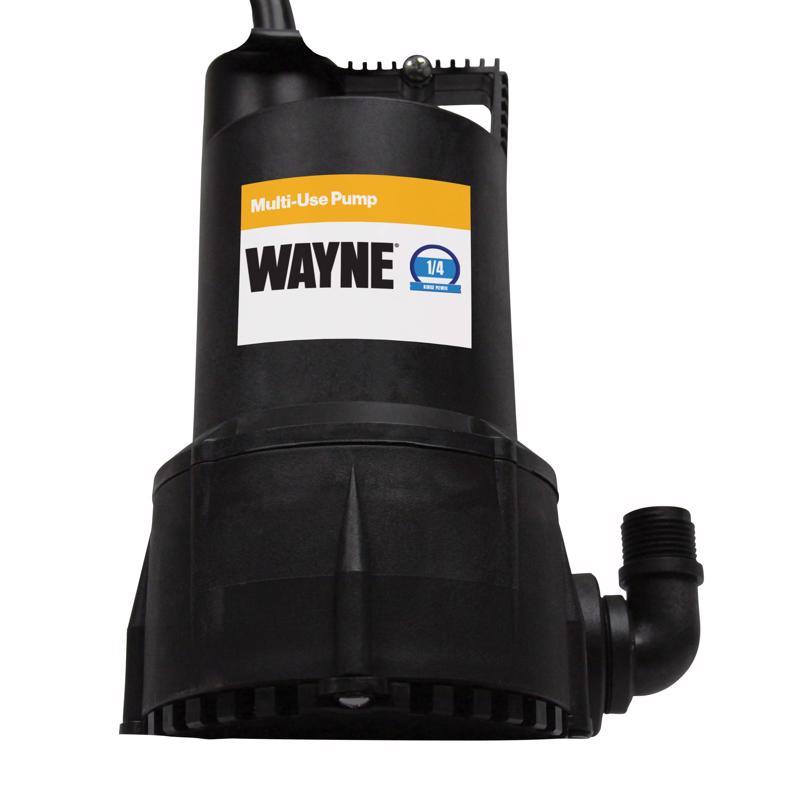Wayne 1/4 HP 3000 GPH Thermoplastic Electronic Switch Bottom AC Utility Pump