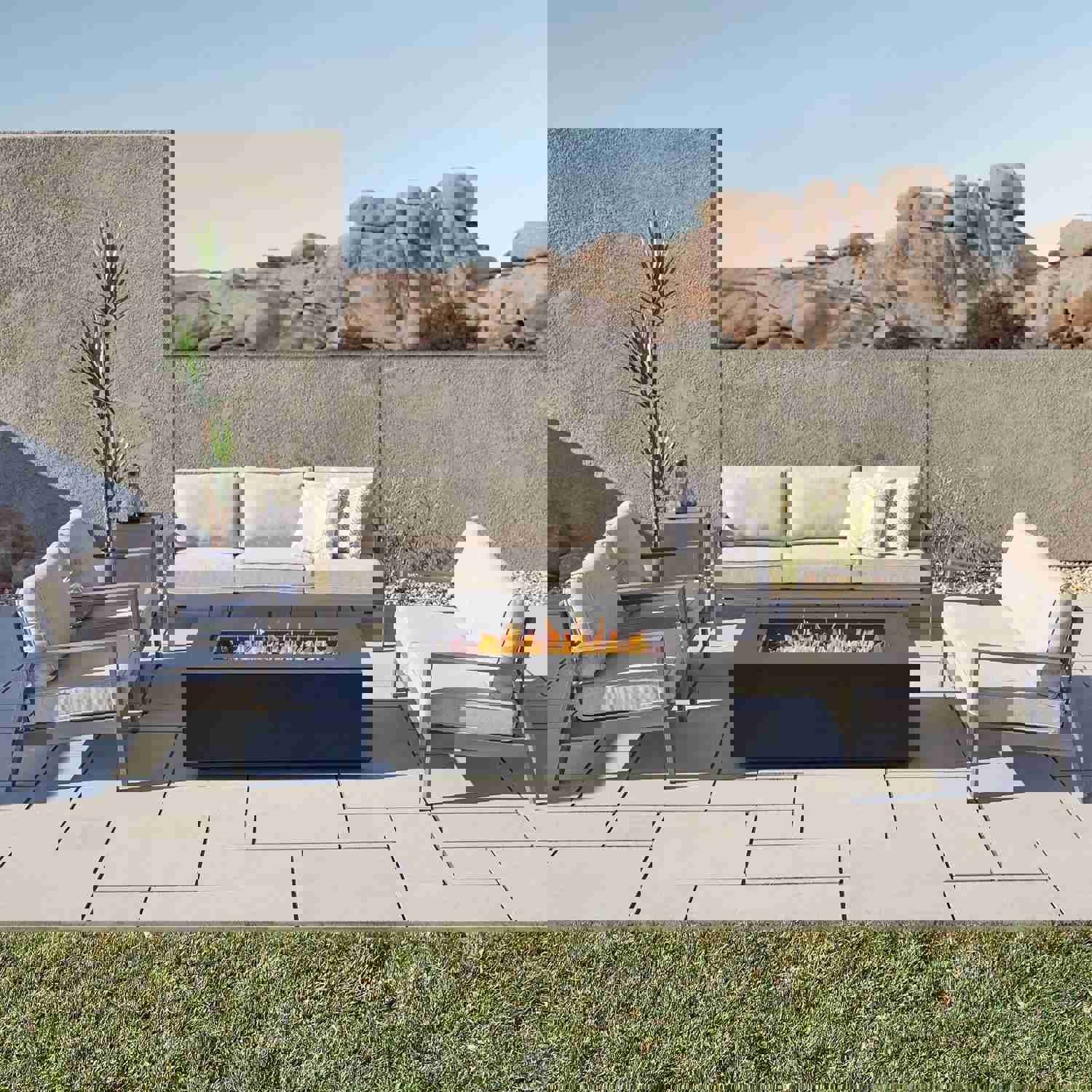 Real Flame Aegean 50 Rectangle Propane or Natural Gas Fire Pit Table