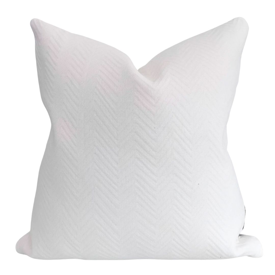 Aven Outdoor Pillow Cover - White Chevron Pattern