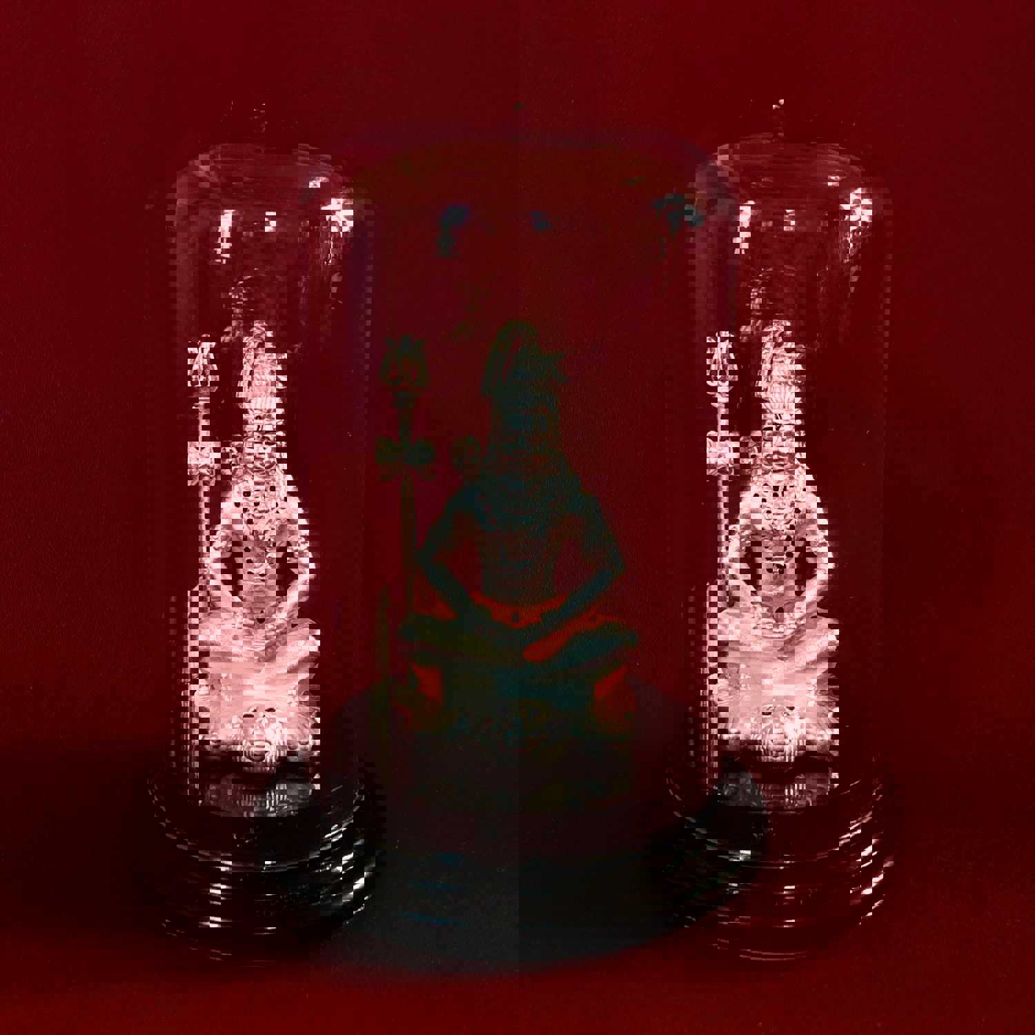 999 Pure Silver Shiva Idol with Orange Clothing in Circular Base