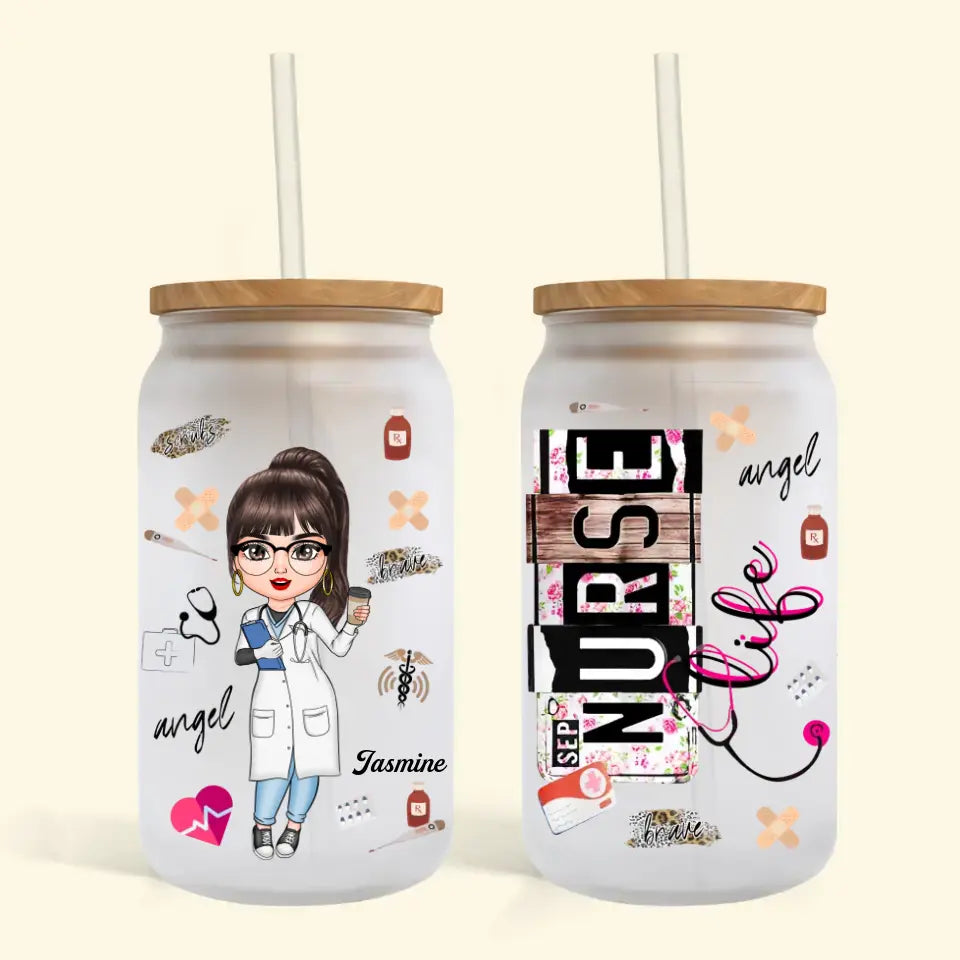 Personalized Custom Glass Can - Hydration Gift for Nurses, Birthday, Nurses Day