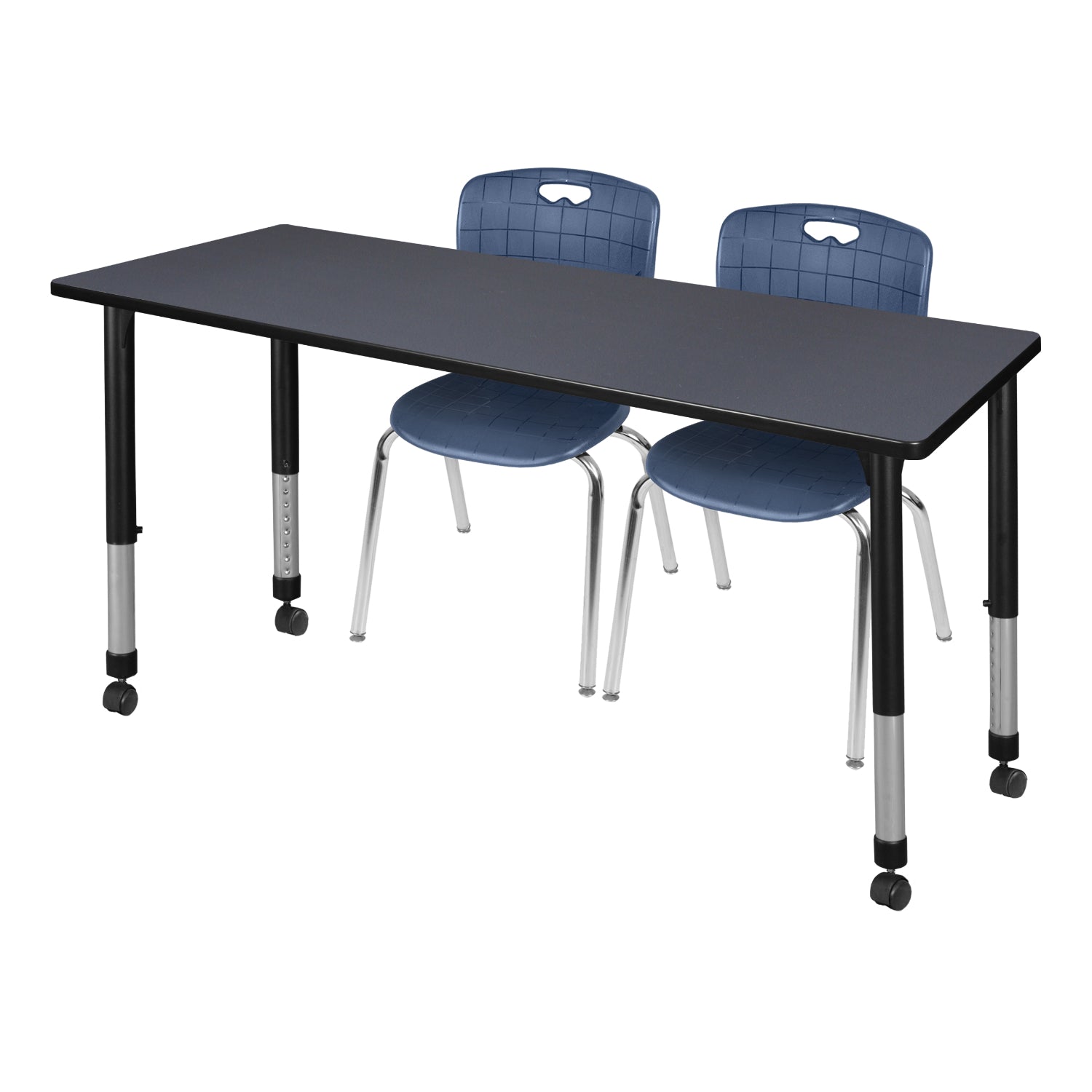 Kee Classroom Table and Chair Package - Adjustable Height Table with 2 Stack Chairs