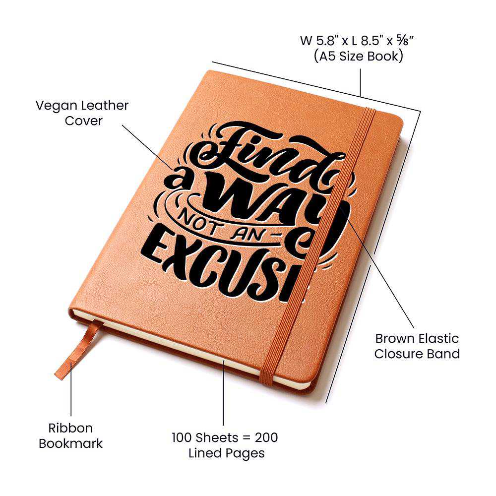 Find A Way - Inspirational Leather Journal for Motivation and Reflection