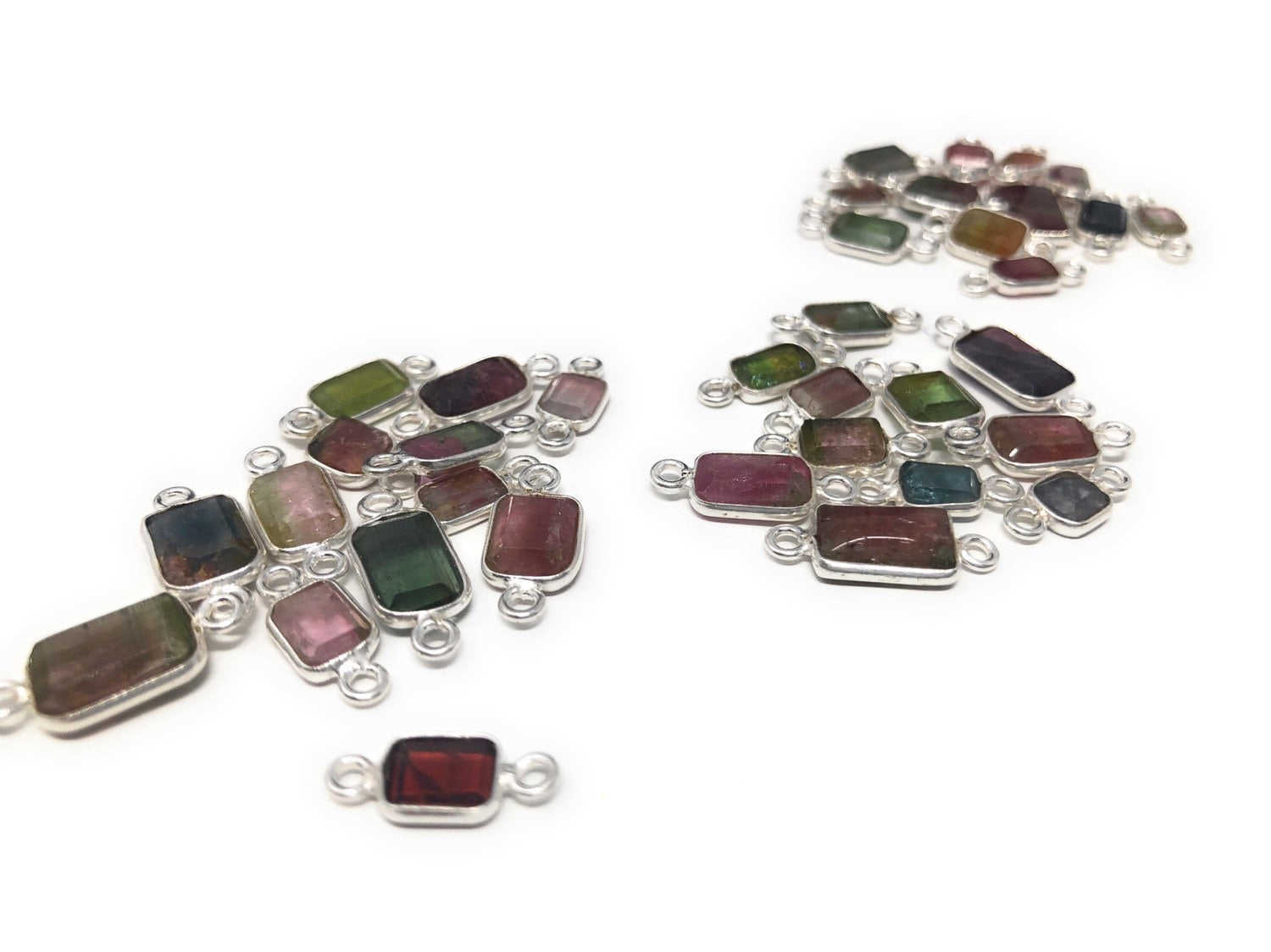 6 Pcs Natural Tourmaline Gemstone Connectors for DIY Jewelry Making