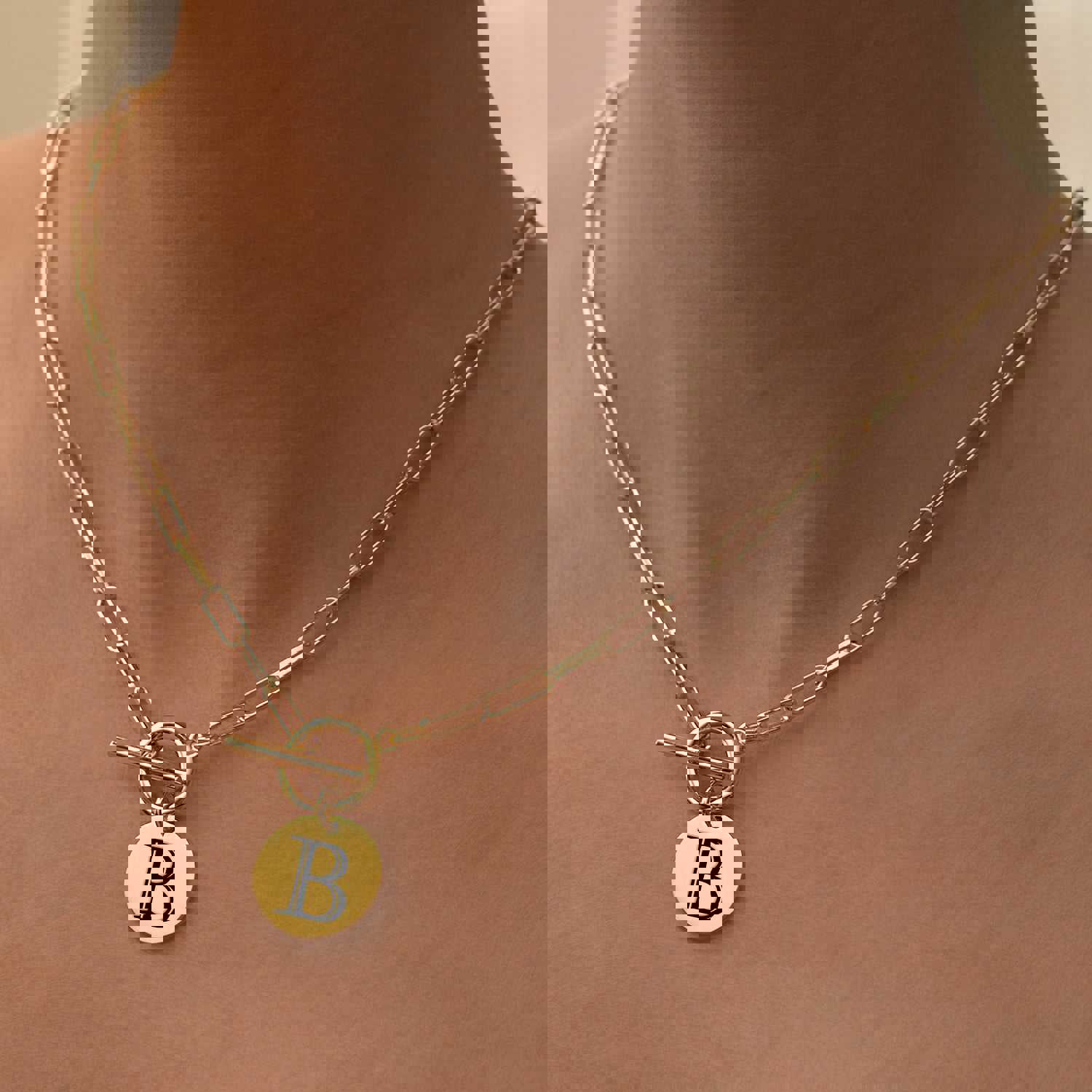 Cleo Paperclip Initial Necklace - Personalized 14k Gold Necklace