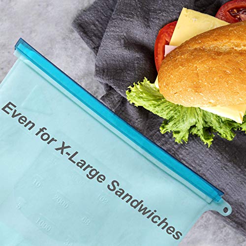 Reusable Silicone Food Storage Bags 102oz XXL (Set of 2) - Freezer Safe, Zero Waste, Sous Vide Compatible