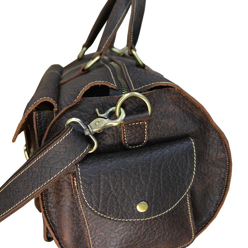 Vintage Leather Men's Weekender Duffle Bag - Italian Cowhide Travel Overnight Bag