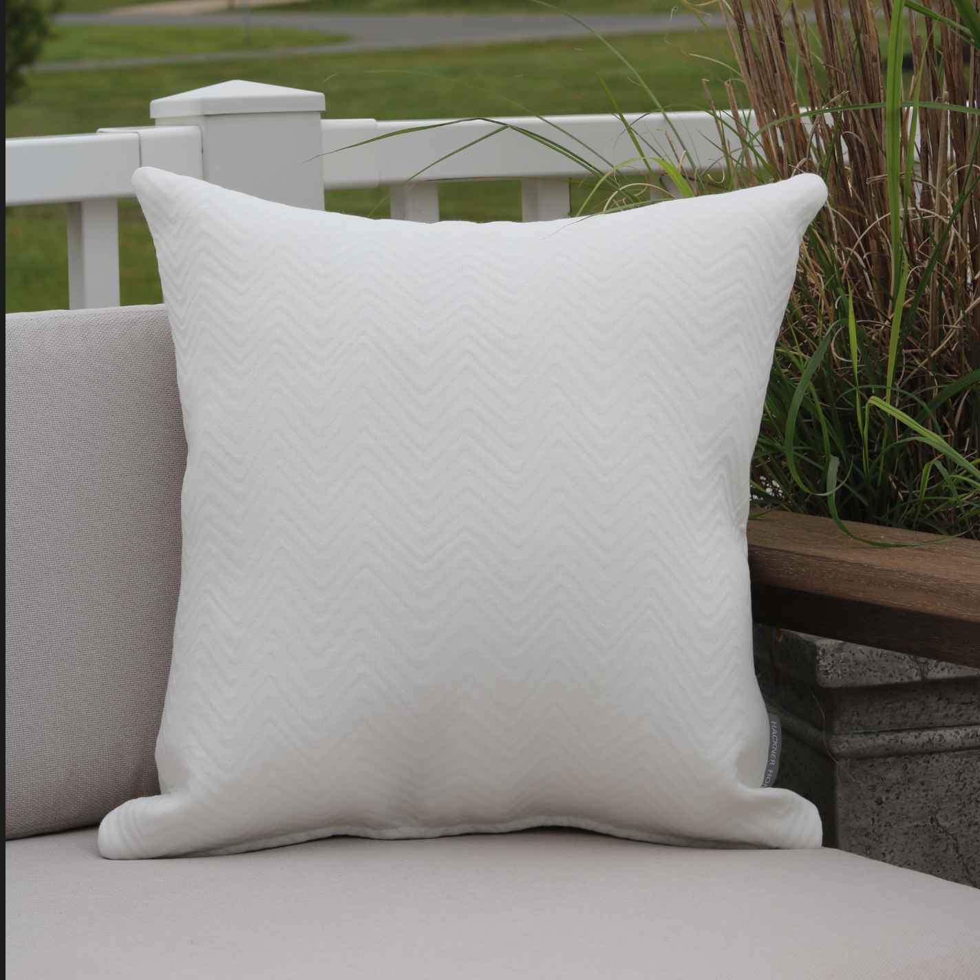 Aven Outdoor Pillow Cover - White Chevron Pattern