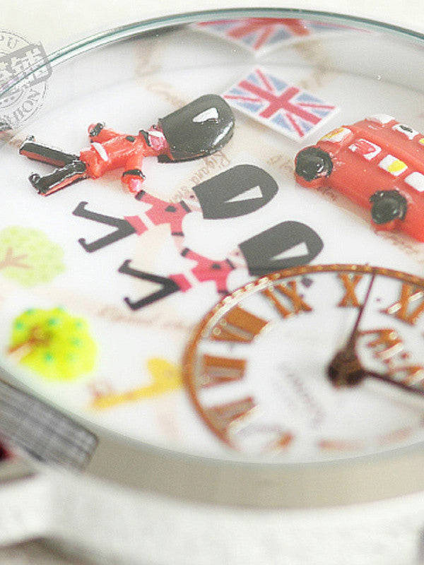 One day in London Mini Watch with Handmade Polymer Clay Figures
