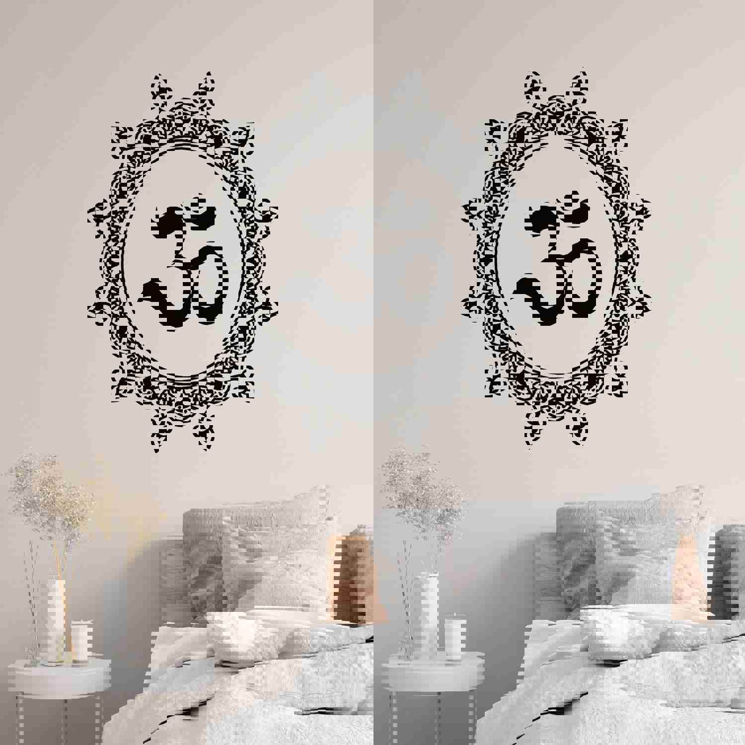 Vinyl Wall Decal Mantra Om Karma Floral Patterns Meditate Room Stickers Mural (g9252)