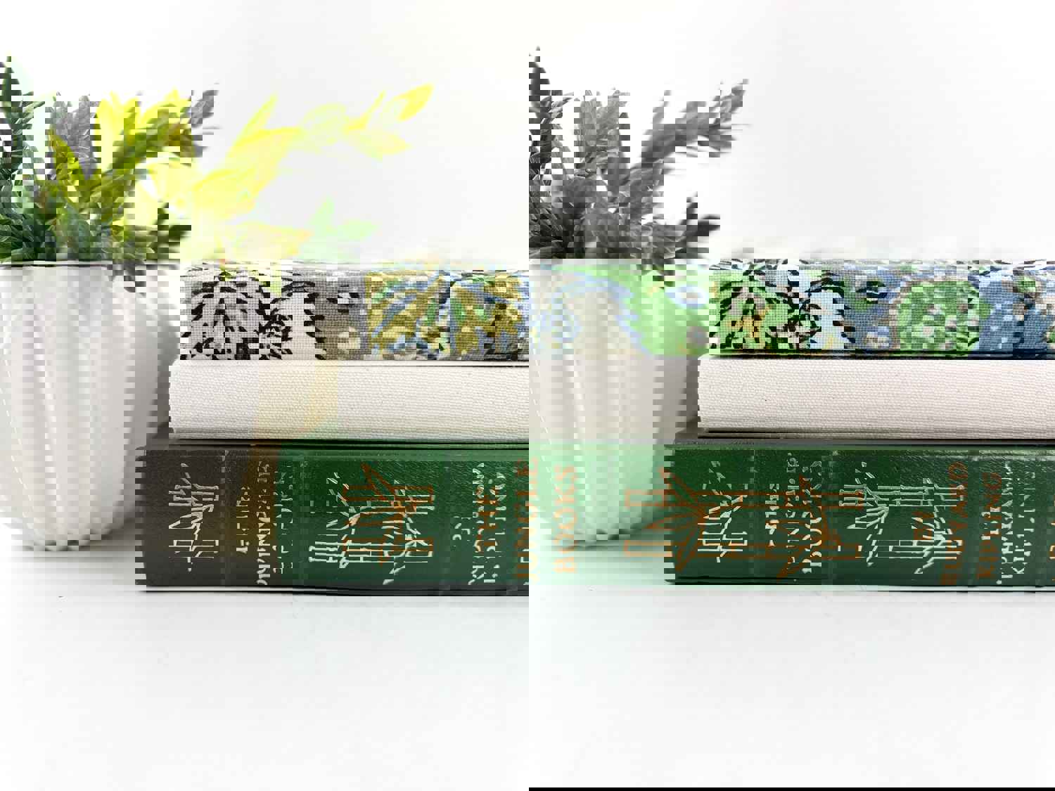 Green Book Set - Decorative Hardcover Books for Home Decor