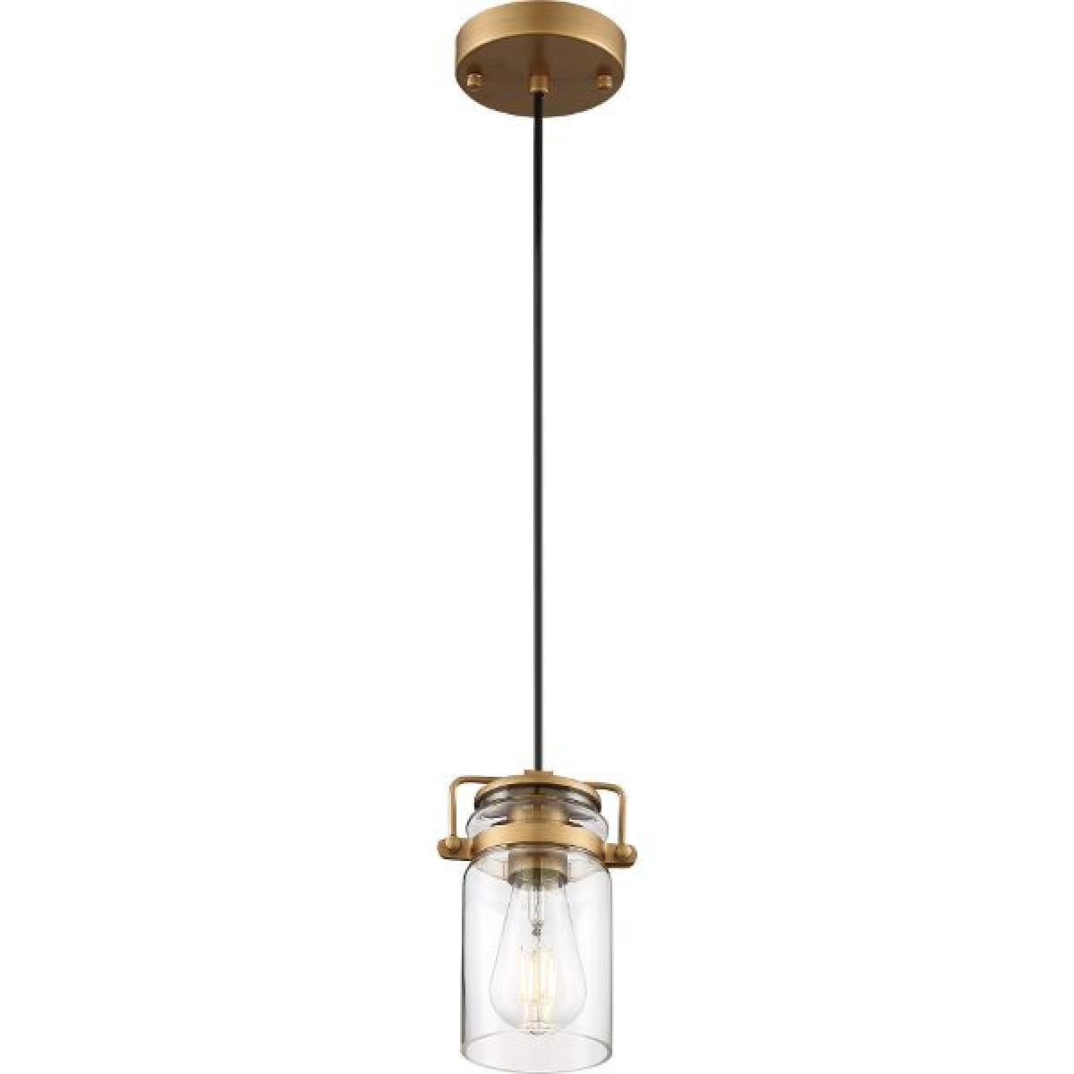 Antebellum 1 LT Mini Pendant - Vintage Brass Finish with Clear Glass