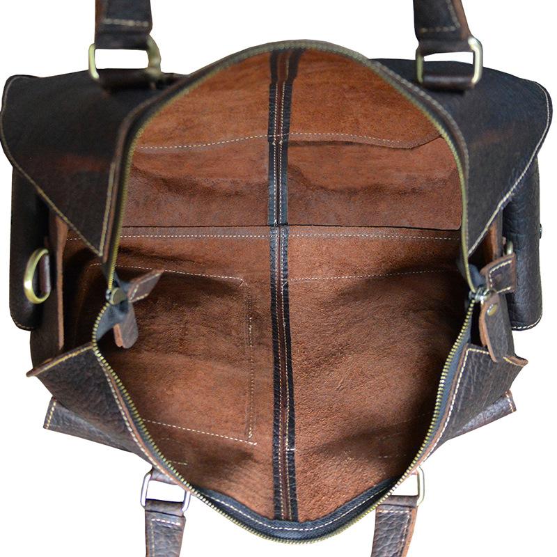 Vintage Leather Men's Weekender Duffle Bag - Italian Cowhide Travel Overnight Bag
