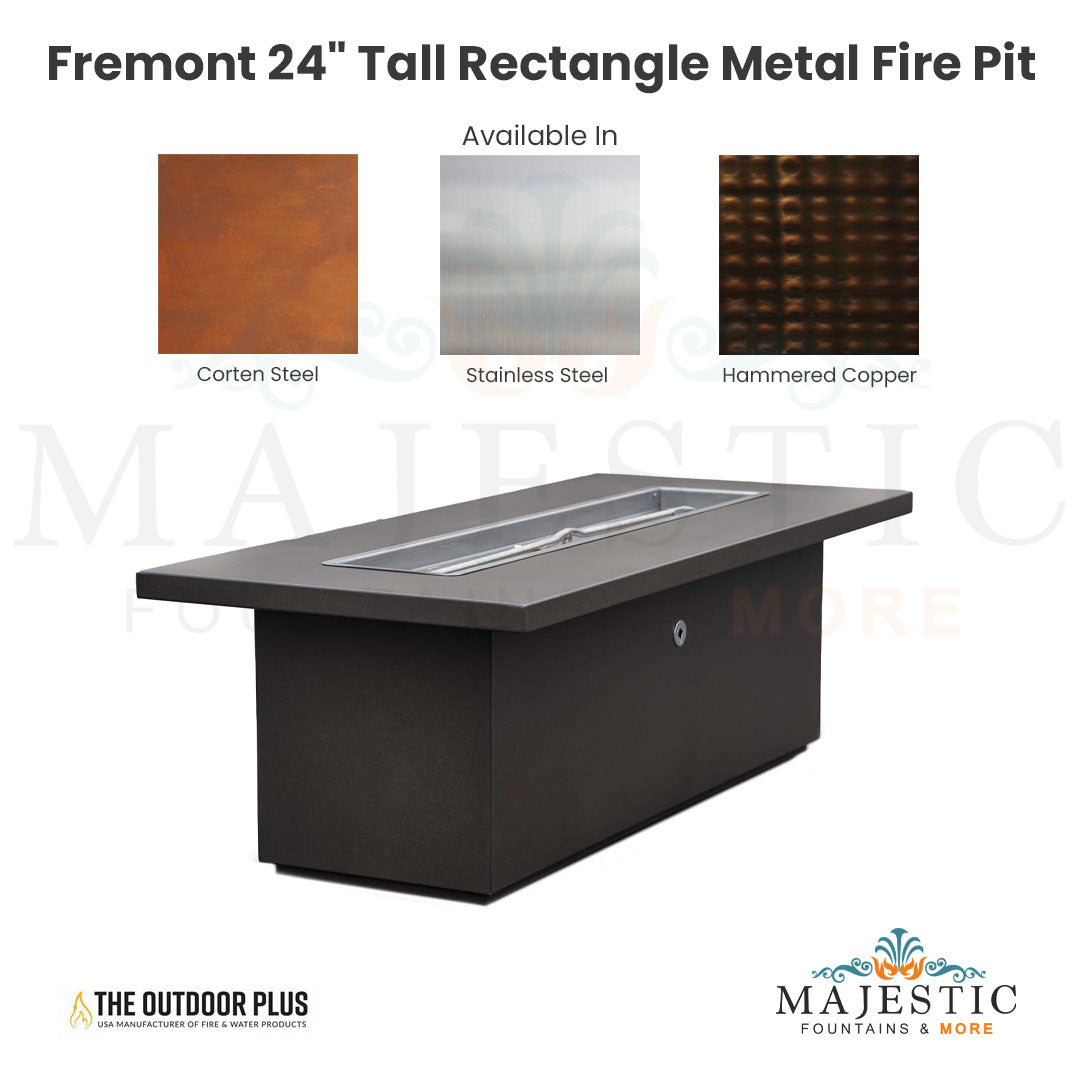 The Outdoor Plus Fremont 24 Tall Rectangle Metal Fire Pit with Free Cover